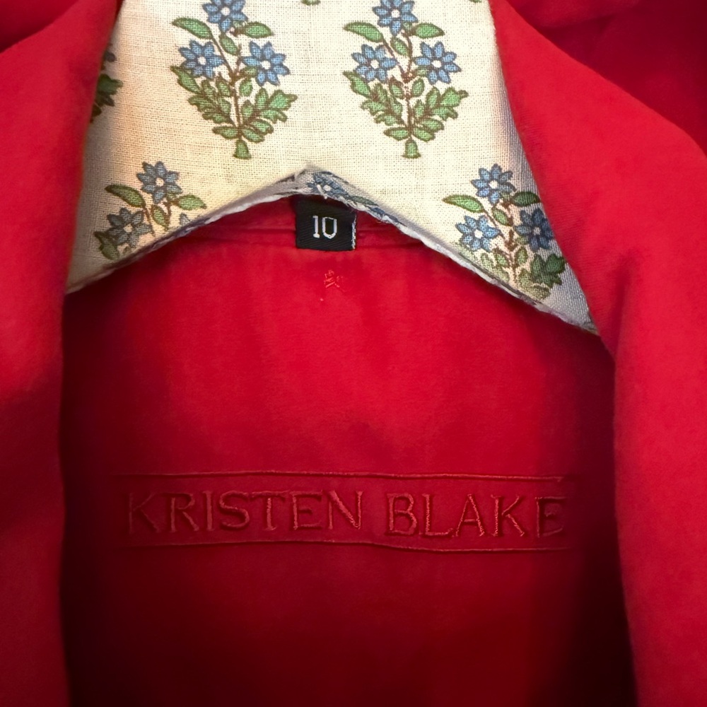 Kristen Blake long duster red trench Coat raincoat jacket sz 10 / medium - Picture 10 of 10